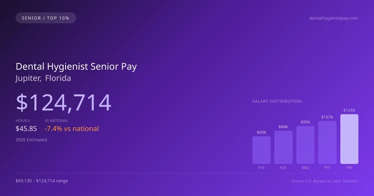 Dental Hygienist Senior Salary in Jupiter, FL — 2026 est., based on 2025 BLS