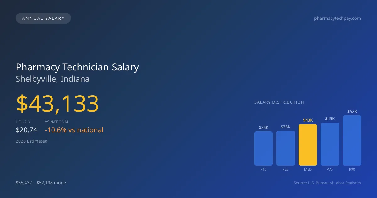 Pharmacy Technician Salary in Shelbyville, IN — 2026 est., based on 2025 BLS