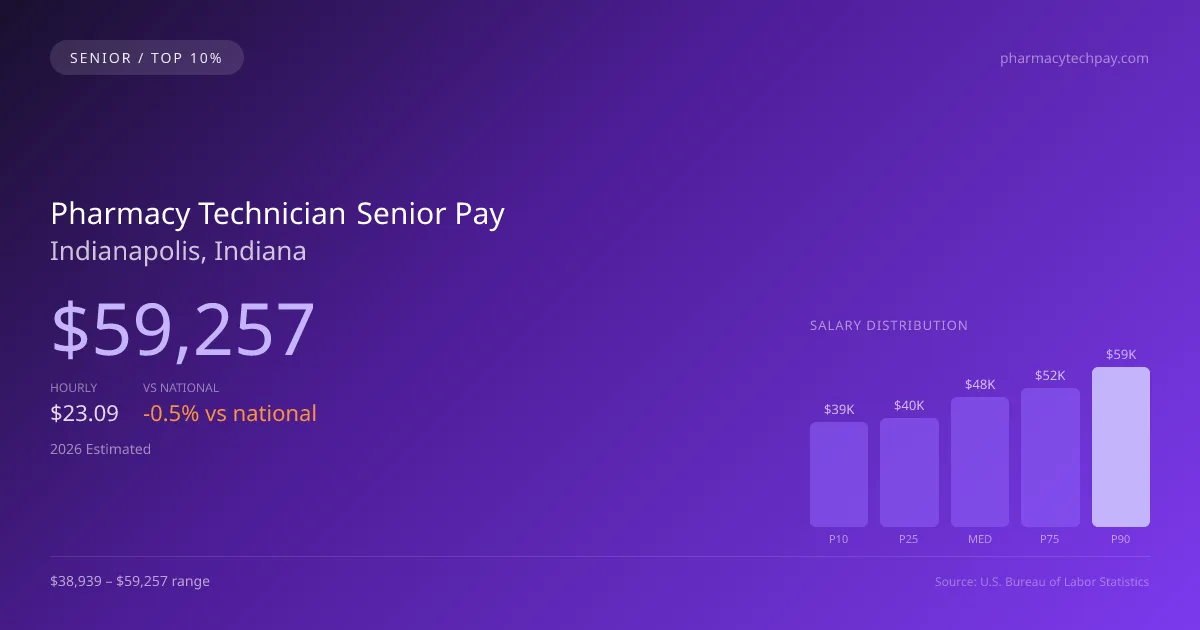 Pharmacy Technician Senior Salary in Indianapolis, IN — 2026 est., based on 2025 BLS