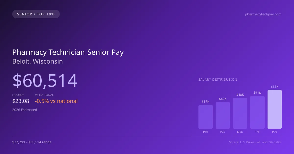 Pharmacy Technician Senior Salary in Beloit, WI — 2026 est., based on 2025 BLS